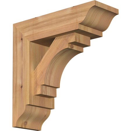 Ekena Millwork Merced Traditional Smooth Bracket w/ Offset Brace, Western Red Cedar, 5 1/2"W x 16"D x 16"H BKT0604X16X16MRC01SWR